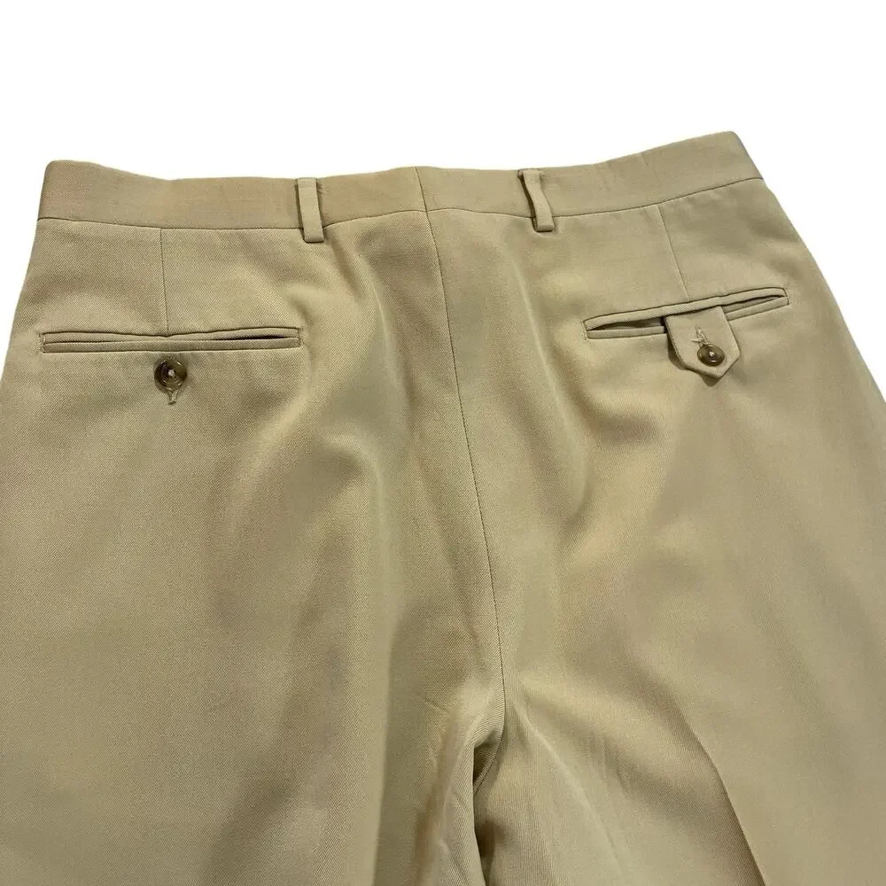 Vintage Tommy Hilfiger Wool Dress Pants Men's 33x29 Beige Double Pleated 1990s